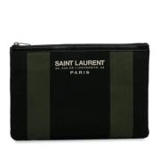 Pre-owned Leather clutches Yves Saint Laurent Vintage , Black , Dames