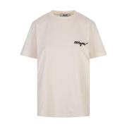 Wit T-shirt met geborduurde handtekening Msgm , White , Dames