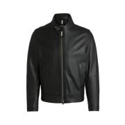 Leren jas met korrel en gladde afwerking Hugo Boss , Black , Heren