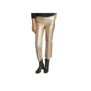 Hoge Taille Slim Fit Vegan Broek Maevy , Beige , Dames