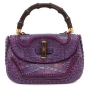 Pre-owned Leather handbags Gucci Vintage , Purple , Dames