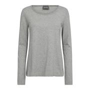 Grijze Melange Basic Lange Mouw Tee MOS Mosh , Gray , Dames