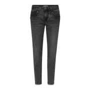 Slim-Fit Perla Jeans met Ruwe Randen MOS Mosh , Gray , Dames