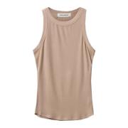 Geribbelde Beige Top Snos215 Zwart Sofie Schnoor , Beige , Dames