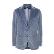 Staalblauwe Corduroy Blazer Tagliatore , Blue , Heren