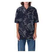 Camo Jacquard Denim Bowling Shirt Off White , Black , Heren