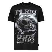 Maxi Print Katoenen T-shirt Philipp Plein , Black , Heren