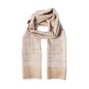 Zijden en wollen sjaal met logodetail Lanvin , Beige , Dames