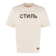 Logo Patch Katoenen T-shirt Heron Preston , Beige , Heren