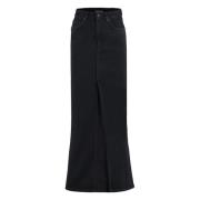 Denim Rok met Metalen Knopen Balenciaga , Black , Dames