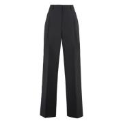 Wollen broek met brede plooien Burberry , Black , Dames