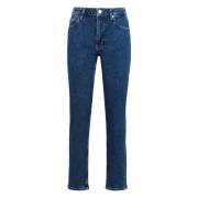 Straight-leg Jeans met Achterlogo Label Calvin Klein , Blue , Dames