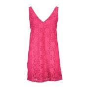 Rosa Viscose Jurk, Brede Bandjes, V-Hals Desigual , Pink , Dames