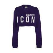 Katoenen sweatshirt met logo detail Dsquared2 , Purple , Dames