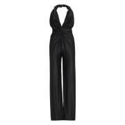 Gebundelde Open Rug Jumpsuit Costarellos , Black , Dames