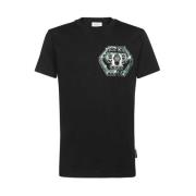 Logo Print Katoenen T-shirt Philipp Plein , Black , Heren