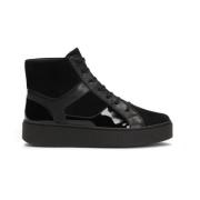 Zwarte Leren Enkelsneakers Kazar , Black , Dames