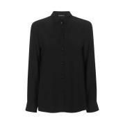 Zijden Shirt - Voorknoopsluiting Emporio Armani , Black , Dames