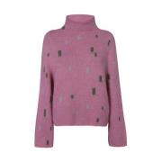 Turtleneck Sweater met Geometrisch Patroon Emporio Armani , Pink , Dam...