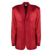 Jacquard Revers Blazer Vetements , Red , Heren