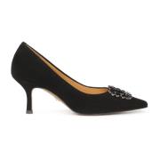 Zwarte Suède Pumps met Puntige Neus Kazar , Black , Dames