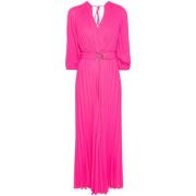 Fuchsia Geplooide V-Hals Jurk Liu Jo , Pink , Dames