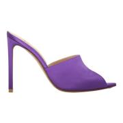 Puntige Neus Leren Muiltjes Stiletto Hak Francesco Russo , Purple , Da...