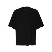 Katoenen T-shirt Geribbelde Halslijn A-Cold-Wall , Black , Heren