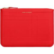 Platte leren etui met logo detail Comme des Garçons , Red , Heren