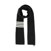 Luxe Cashmere Geribbeld Gestreept Sjaal Thom Browne , Black , Heren