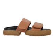 Leren Rubber Slides Velcro Sluiting Dries Van Noten , Beige , Heren