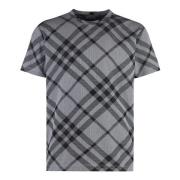 Katoenen Crew-Neck T-shirt met Motief Burberry , Gray , Heren