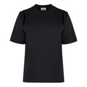 Geribbelde Crew-Neck Katoenen T-shirt Calvin Klein , Black , Dames