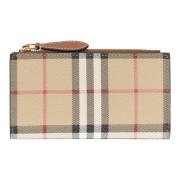 Geruite Leren Portemonnee Burberry , Beige , Dames