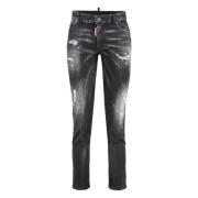 Distressed Twiggy Stretch Cropped Jeans Dsquared2 , Gray , Dames