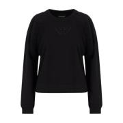 Zwarte Sweater met reliëflogo Emporio Armani , Black , Dames