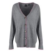 Geribbelde Wol Kasjmier Cardigan Pinko , Gray , Dames