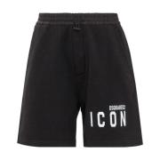 Zwarte Logo Katoenen Shorts Ss22 Dsquared2 , Black , Heren