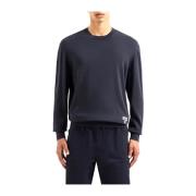 Blauwe Crewneck Sweater Emporio Armani , Blue , Heren