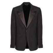 Slim Fit Wollen Jas met Satijnen Kraag Givenchy , Black , Heren