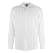 Gestreept Katoenen Shirt met Zijsplitten Hugo Boss , White , Heren