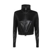 Stijlvolle Cropped Zip Sweatshirt John Richmond , Black , Dames