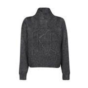 Geribbelde Turtleneck Sweater met Logo Borduursel Karl Lagerfeld , Gra...