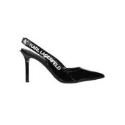 Logo Print Slingback Pumps Karl Lagerfeld , Black , Dames