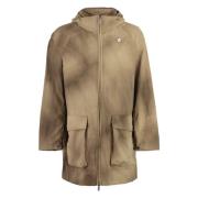 Tie Dye Nylon Parka met Capuchon K-Way , Beige , Heren