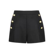 Wollen Shorts met Decoratieve Knopen Moschino , Black , Dames