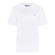 Geribbelde Katoenen Crew-Neck T-shirt Golden Goose , White , Dames