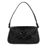 Vintage Leren Tas met Magnetische Flap Pinko , Black , Dames