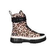 Leopard Print Canvas Sneakers Love Moschino , Multicolor , Dames