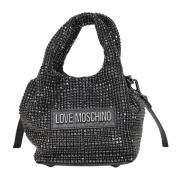 Zwarte handtas met strass en logo Love Moschino , Black , Dames